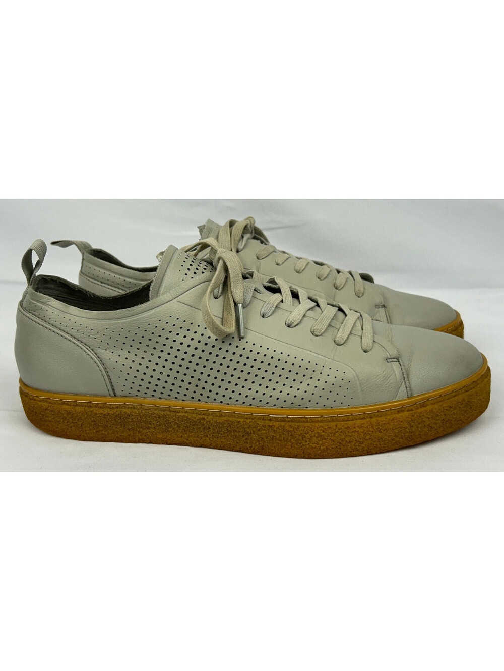 Calvin Klein Everett Grey Leather Perforated Men's 11.5 3 Gum Sole Shoes 4F2092